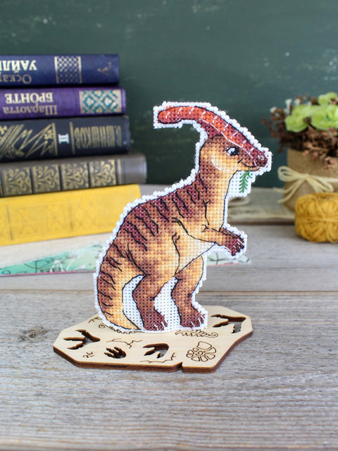 Siuvinėjimo kryželiu rinkinys „Parazaurolofas“ 12 x 9 cm