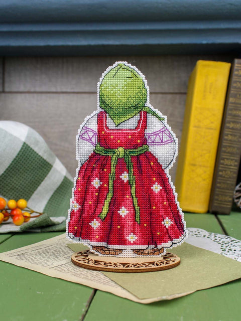 Velykinis kryželių siuvinėjimo rinkinys „Močiutė su velykiniu pyragu“ 16×10 cm dekoratyviniam paveikslėliui