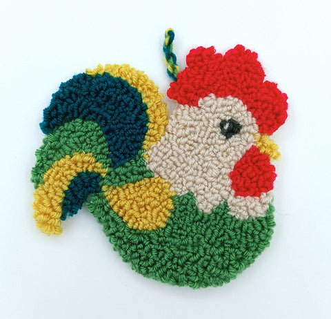 Kryželių siuvinėjimo rinkinys „Gaidys“ – spalvingas motyvas, 14,5 × 13,5 cm