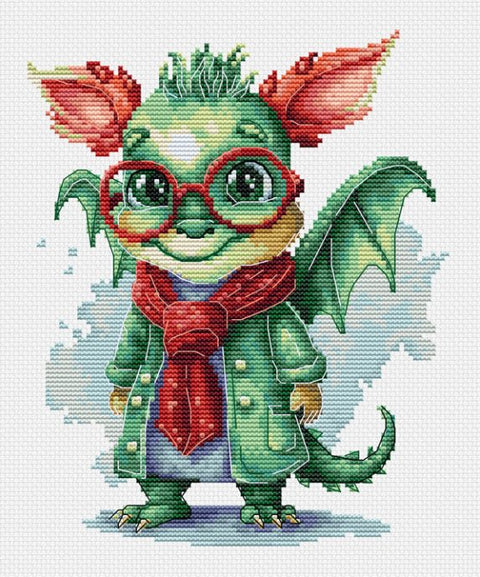Skaičiuojamo kryželio siuvinėjimo komplektas „Elegantiškas drakonas“ 15×18 cm - kaSiulai.lt