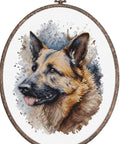 Skaičiuojamojo kryželio komplektas su lankeliu „Vokiečių aviganis“ 17 × 21 cm - kaSiulai.lt
