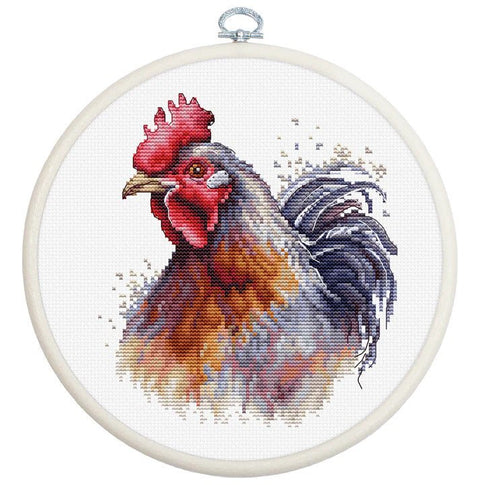 Skaičiuotas siuvinėjimo komplektas „Gaidys“ su lankeliu, 13,5×15 cm - kaSiulai.lt