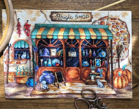 Skaičiuoto kryželio siuvinėjimo komplektas Aida 16 ct, 33 spalvos, 28,5×19 cm - kaSiulai.lt