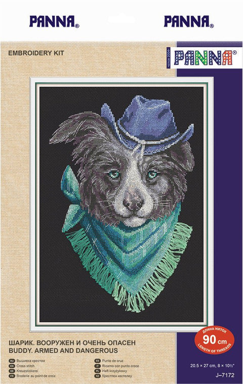 Skaičiuoto kryželio siuvinėjimo komplektas „Bičiulis: ginkluotas ir pavojingas“ - kaSiulai.lt