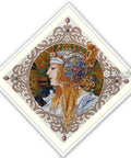 Skaičiuoto siuvinėjimo komplektas Mucha „Blond“, Aida 16, DMC, 34,5×34,5 cm - kaSiulai.lt