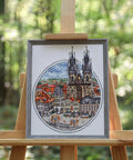 Skaičiuoto siuvinėjimo komplektas „Nuostabioji Praha“ — detalus Prahos panoramos vaizdas - kaSiulai.lt
