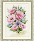 Sodo aguonos — siuvinėjimas kryželiu, 37 spalvų, Aida 16, 34,5×24 cm - kaSiulai.lt