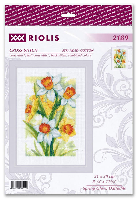 Pavasario švytėjimas — narcizų siuvinėjimo rinkinys RIOLIS Nr. 2189