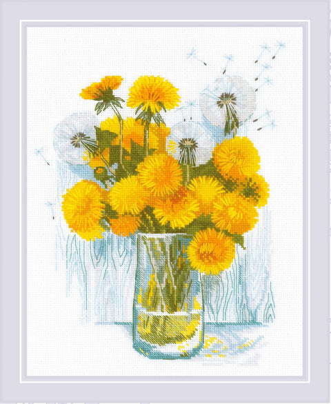 RIOLIS siuvinėjimo rinkinys "Sunny Dandelions" Nr. 2229 — Aida 14ct, 24×30 cm, 15 spalvų
