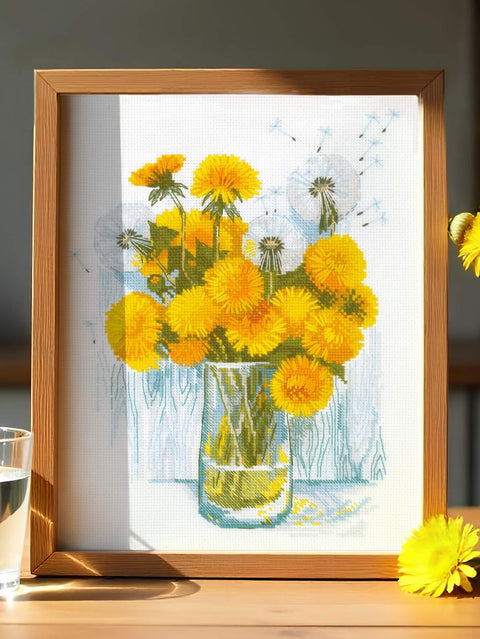 RIOLIS siuvinėjimo rinkinys "Sunny Dandelions" Nr. 2229 — Aida 14ct, 24×30 cm, 15 spalvų
