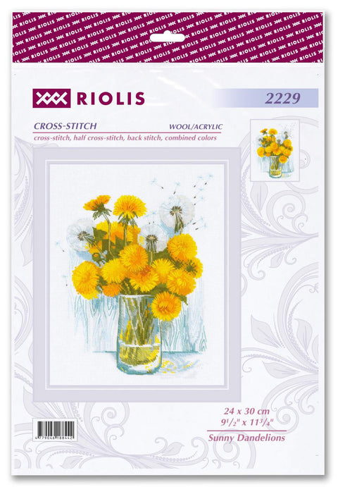 RIOLIS siuvinėjimo rinkinys "Sunny Dandelions" Nr. 2229 — Aida 14ct, 24×30 cm, 15 spalvų