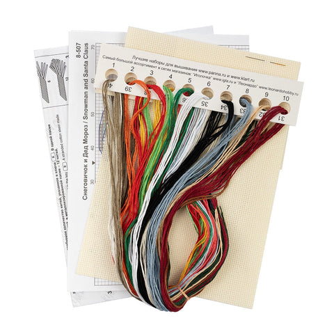 Šventinis kryželiu siuvinėjimo komplektas: Sniego senis ir Kalėdų Senelis - kaSiulai.lt