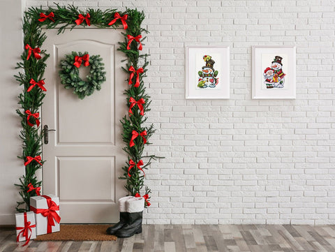 Šventinis kryželiu siuvinėjimo komplektas: Sniego senis ir Kalėdų Senelis - kaSiulai.lt