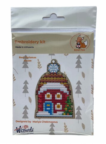 Šventinis raudonas namelis – dekoracija KF022/92 - kaSiulai.lt