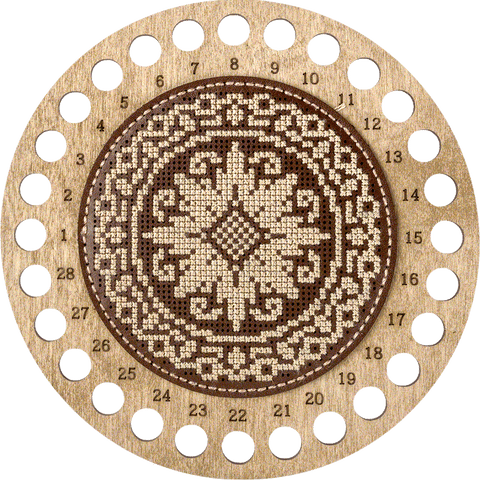 Siuvinėjimo kryželiu rinkinys – siūlų organizatorius iš dirbtinės odos 15×15 cm (Wonderland Crafts)