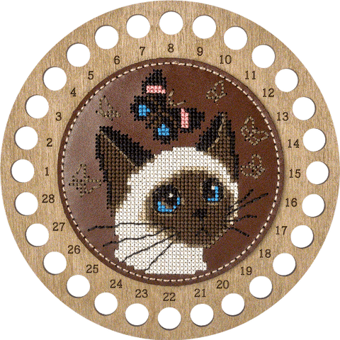 Wonderland Crafts siuvinėjimo kryželiu rinkinys — 15×15 cm dirbtinės odos siūlų dėklas