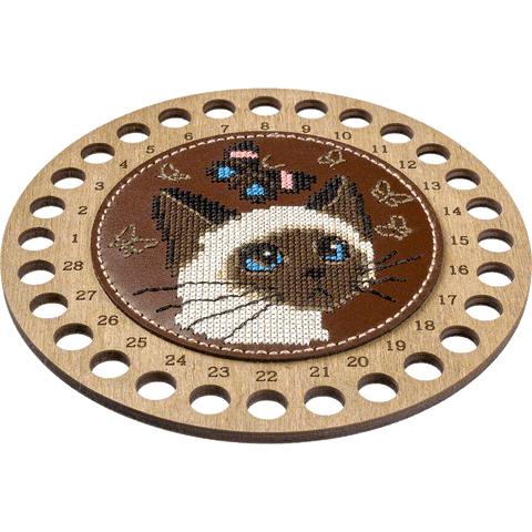 Wonderland Crafts siuvinėjimo kryželiu rinkinys — 15×15 cm dirbtinės odos siūlų dėklas