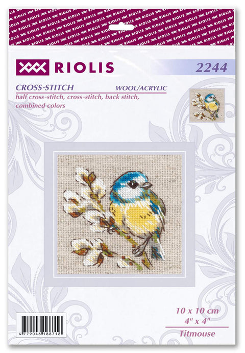 RIOLIS siuvinėjimo rinkinys „Titmouse“ Nr. 2244 — 10×10 cm, 14ct AIDA
