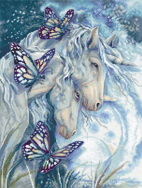 Siuvinėjimo kryželiu rinkinys LetiStitch „Together We Are Magic“ SLETI950, 24×32 cm, 42 spalvos, Aida 16 ct, Anchor siūlai