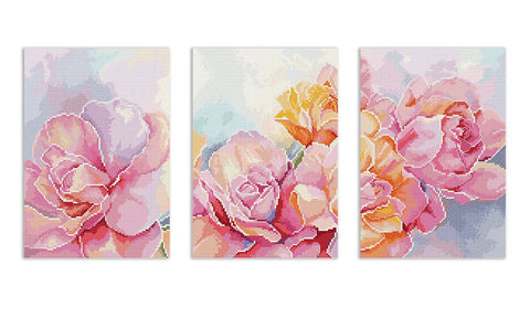 Trijų dalių siuvinėjimo komplektas kryželiu „Rožės“ 14×21 cm — puiki dovana - kaSiulai.lt