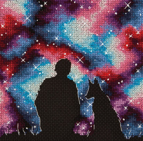 Vaikiškas siuvinėjimo komplektas „Geriausi draugai Visatoje“ - kaSiulai.lt