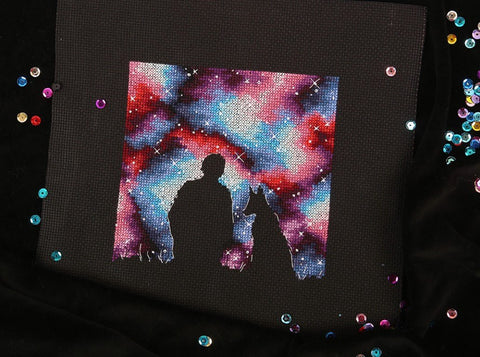 Vaikiškas siuvinėjimo komplektas „Geriausi draugai Visatoje“ - kaSiulai.lt