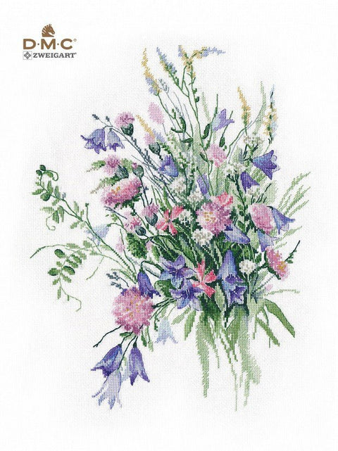 Vasaros puokštė — siuvinėjimas kryželiu, DMC 30 spalvų, Zweigart Aida 16 ct, 27×36 cm - kaSiulai.lt