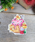 Velykinis keksiukas su glajumi — siuvinėjimo kryželiu komplektas, 10×9 cm - kaSiulai.lt