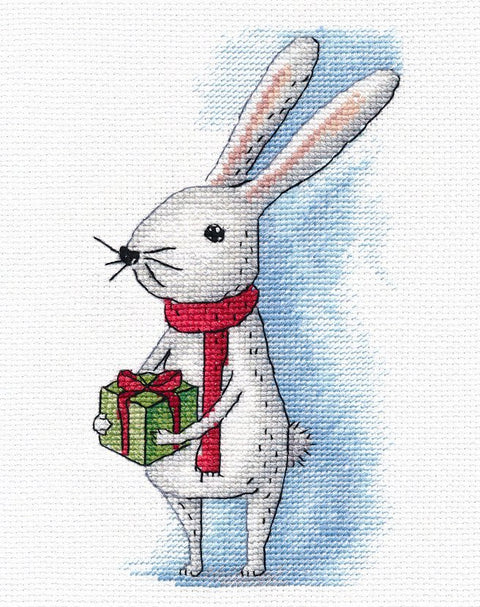 Žavingas ilgaausis kiškis — siuvinėjimas kryželiu, 9×16 cm (Aida 16 ct) - kaSiulai.lt