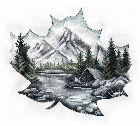 Žavingas kryželinio siuvinėjimo komplektas „Vienas su gamta“, 20×19 cm, Zweigart 16 - kaSiulai.lt