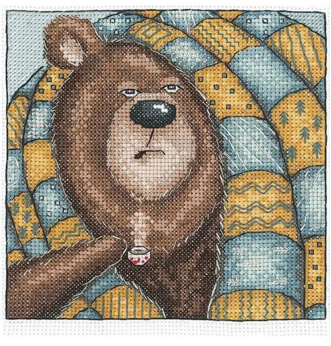Žavingas kryželiu siuvinėjimo komplektas „Labas rytas!“ 14,5×14 cm - kaSiulai.lt
