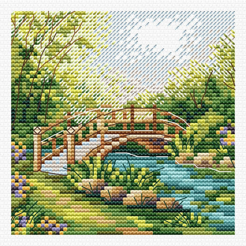 Žavingas kryželiu siuvinėjimo komplektas „Vasariškos spalvos“ 11×11 cm — dovana - kaSiulai.lt
