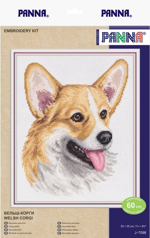 Žavingas siuvinėjimo komplektas kryželiu „Velso korgis“ - kaSiulai.lt