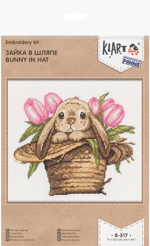 Žavus kryželiu siuvinėjimo komplektas „Zuikis su skrybėle“ - kaSiulai.lt