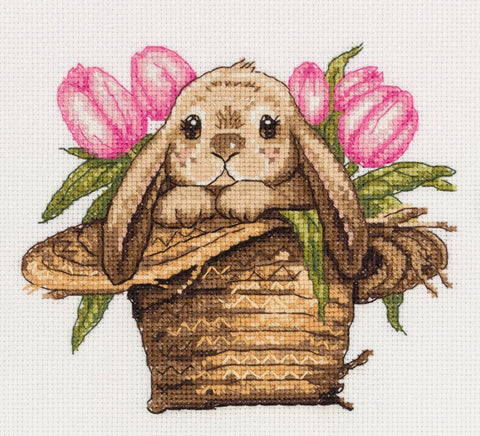 Žavus kryželiu siuvinėjimo komplektas „Zuikis su skrybėle“ - kaSiulai.lt