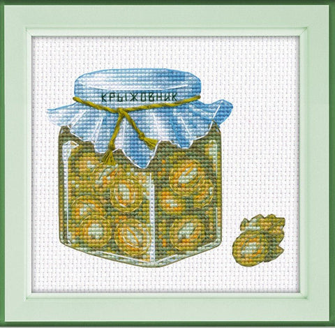 Žavus siuvinėjimas kryželiu "Agrastų uogienė", 9×11 cm - kaSiulai.lt