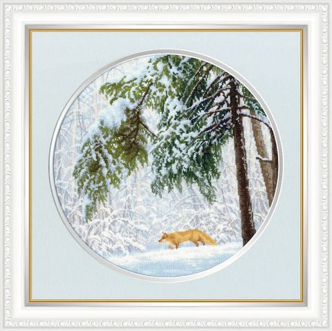 Žiemos miškas — siuvinėjimas kryželiu ant Aida 16, 36 spalvų, 31,7×31,7 cm - kaSiulai.lt