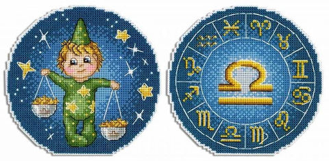 Zodiako Svarstyklės – pilnas kryželiu siuvinėjimo komplektas - kaSiulai.lt