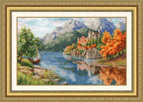 Zolotoe Runo siuvinėjimo rinkinys „Pilis prie upės“, Aida 16, 36,5×42,5 cm - kaSiulai.lt